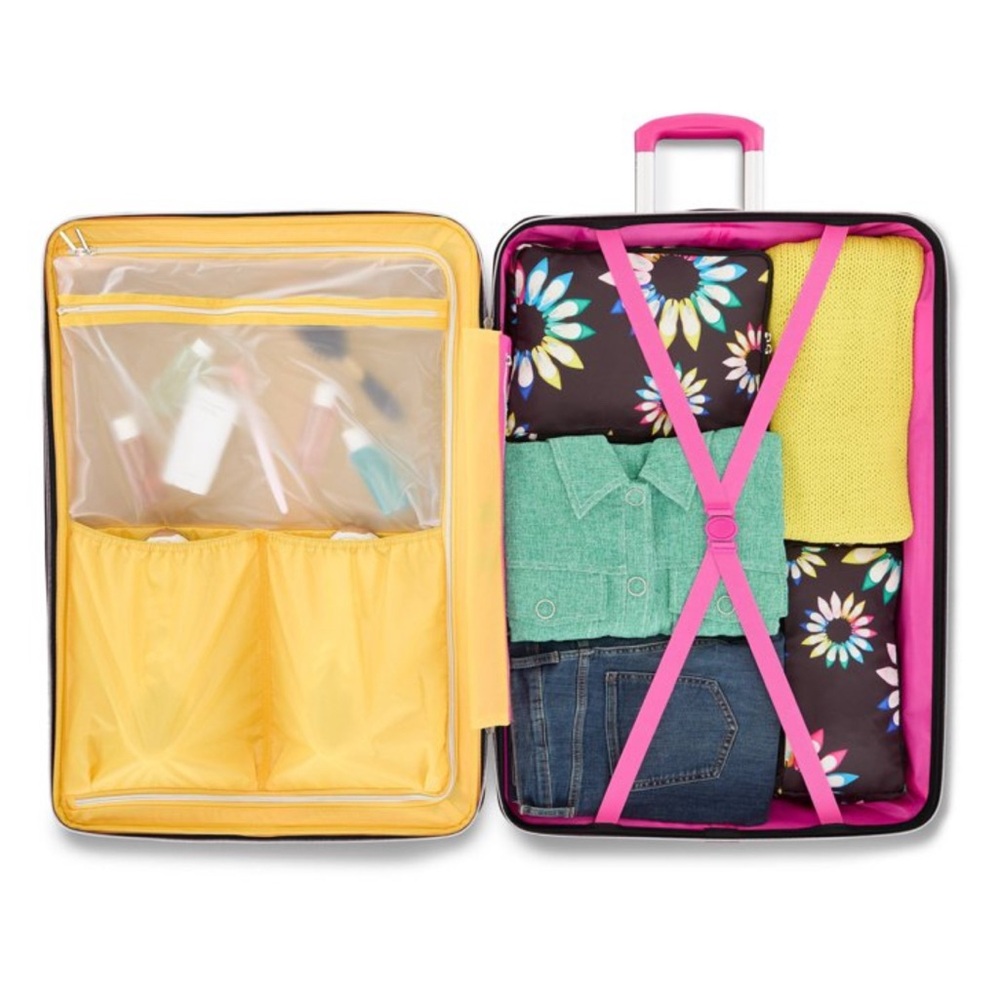 Sarah Jessica Parker Expandable Carry-On 18 inches Black Floral Luggage Set - Picture 3 of 13